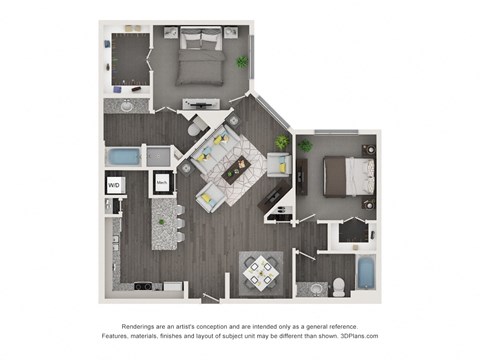 a 1 bedroom floorplan of a 2100 sq ft